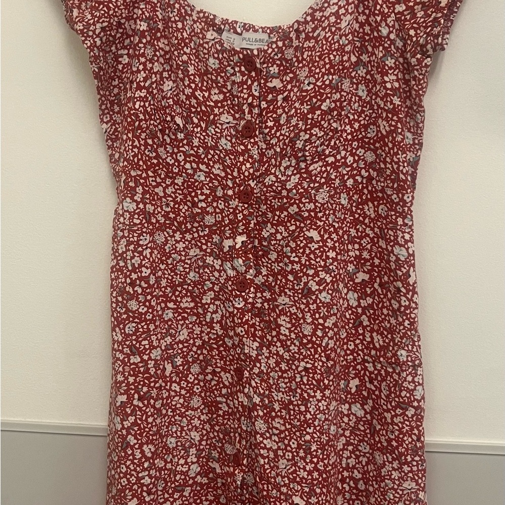 Pull&Bear Red Floral Dress